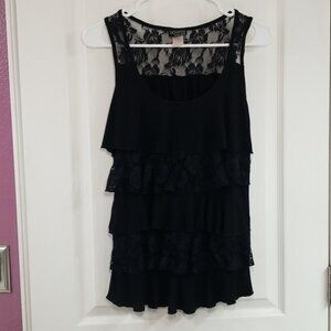 Black Ruffled Tank Top